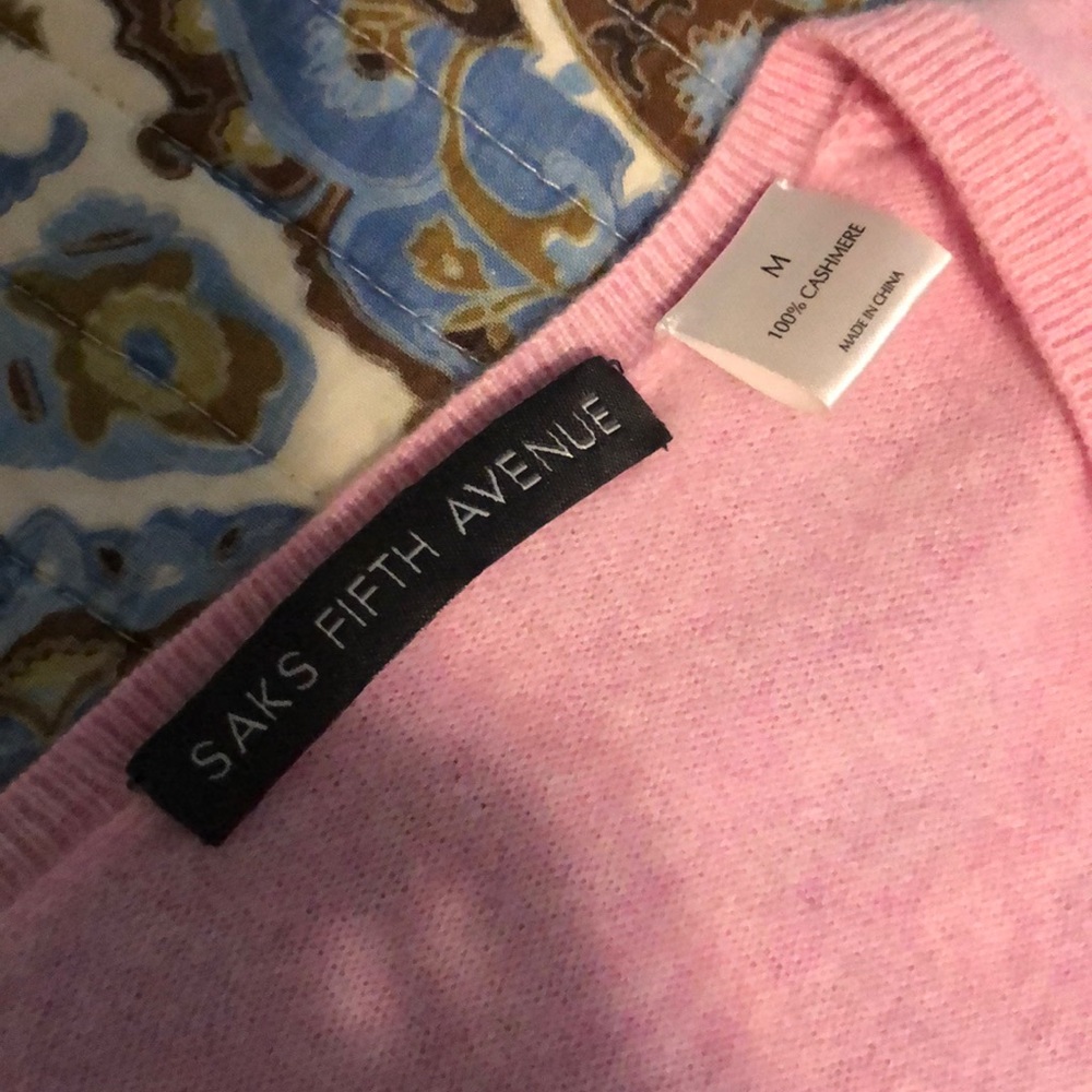 Asks fifth avenue pink cashmere sweater like new.